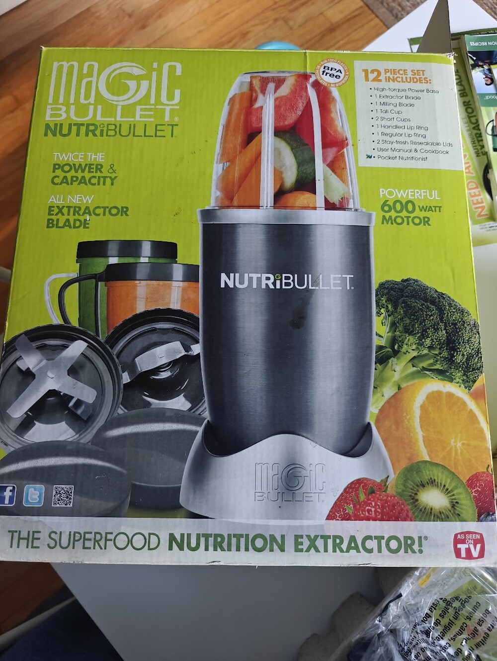 New,NutriBullet,Magic Bullet Shake 600W,12 PC SET,Smoothie,Blender,extractor,NIB